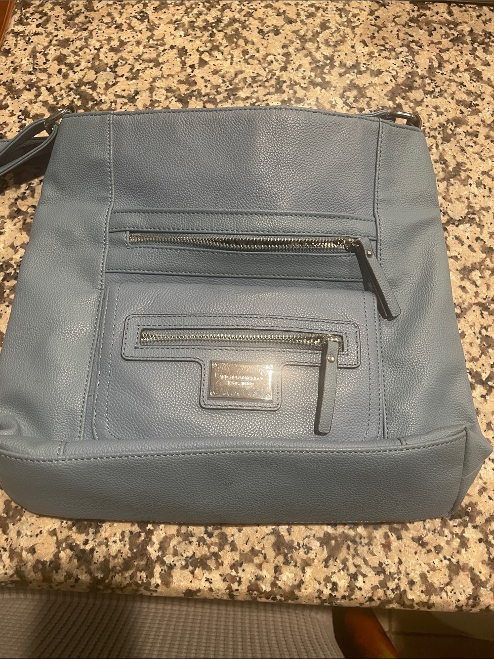 Tignanello Sky Blue Pebble Leather Shoulder Bag